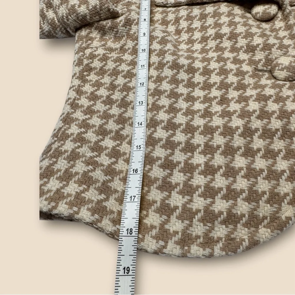 Banana Republic Houndstooth‎ Cropped Blazer - Tan and Cream Size 0 Classic Y2K - Picture 6 of 7